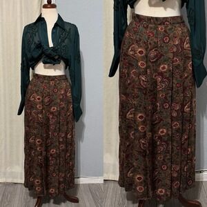 Vintage 90s Significance Paisley Patterned Long Maxi Pleated Skirt USA S Women 8